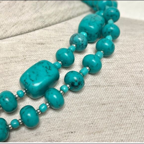 Premier Designs double stranded turquoise necklace - Picture 6 of 11